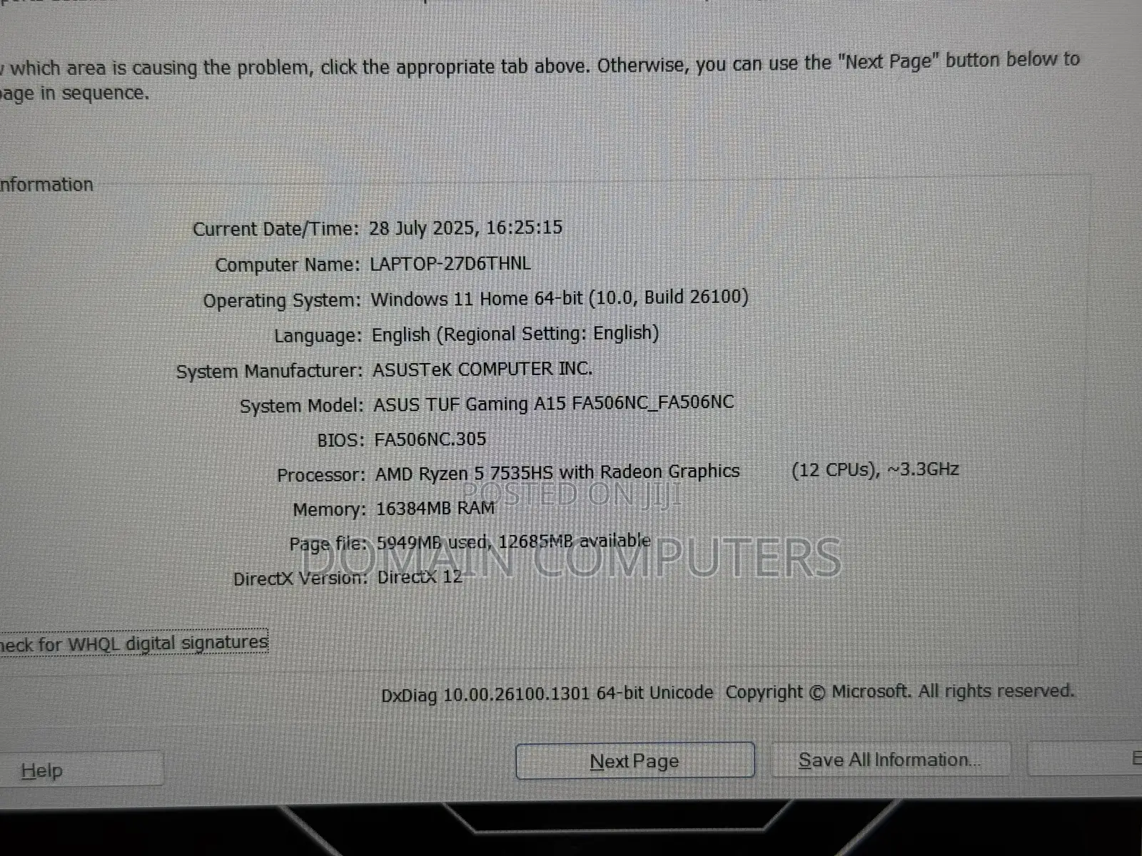 New Laptop Asus TUF Gaming A15 16GB AMD Ryzen 5 SSD 512GB
