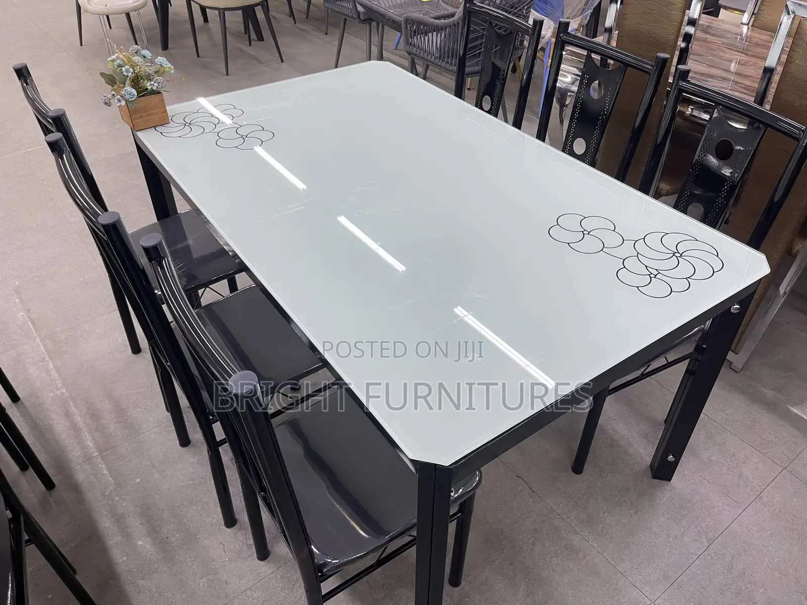 Dining Sets (Quality Six 6 Seater Glass Dining Table)