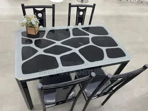 Dining Sets/ Four Seater Glass Dining Table With 4 Chairs