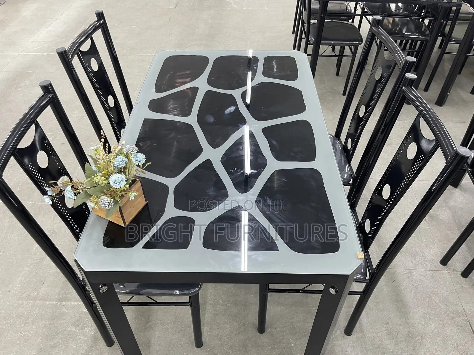 Dining Sets/ Four Seater Glass Dining Table With 4 Chairs