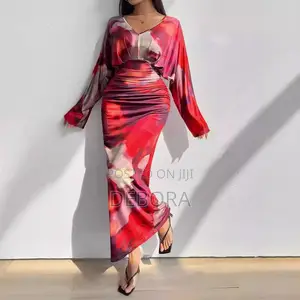 V Neck Pleated Slim Dress