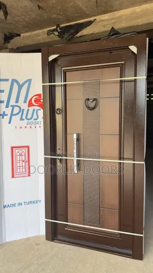 Brown High Quality Single Security Door With Double Locks
