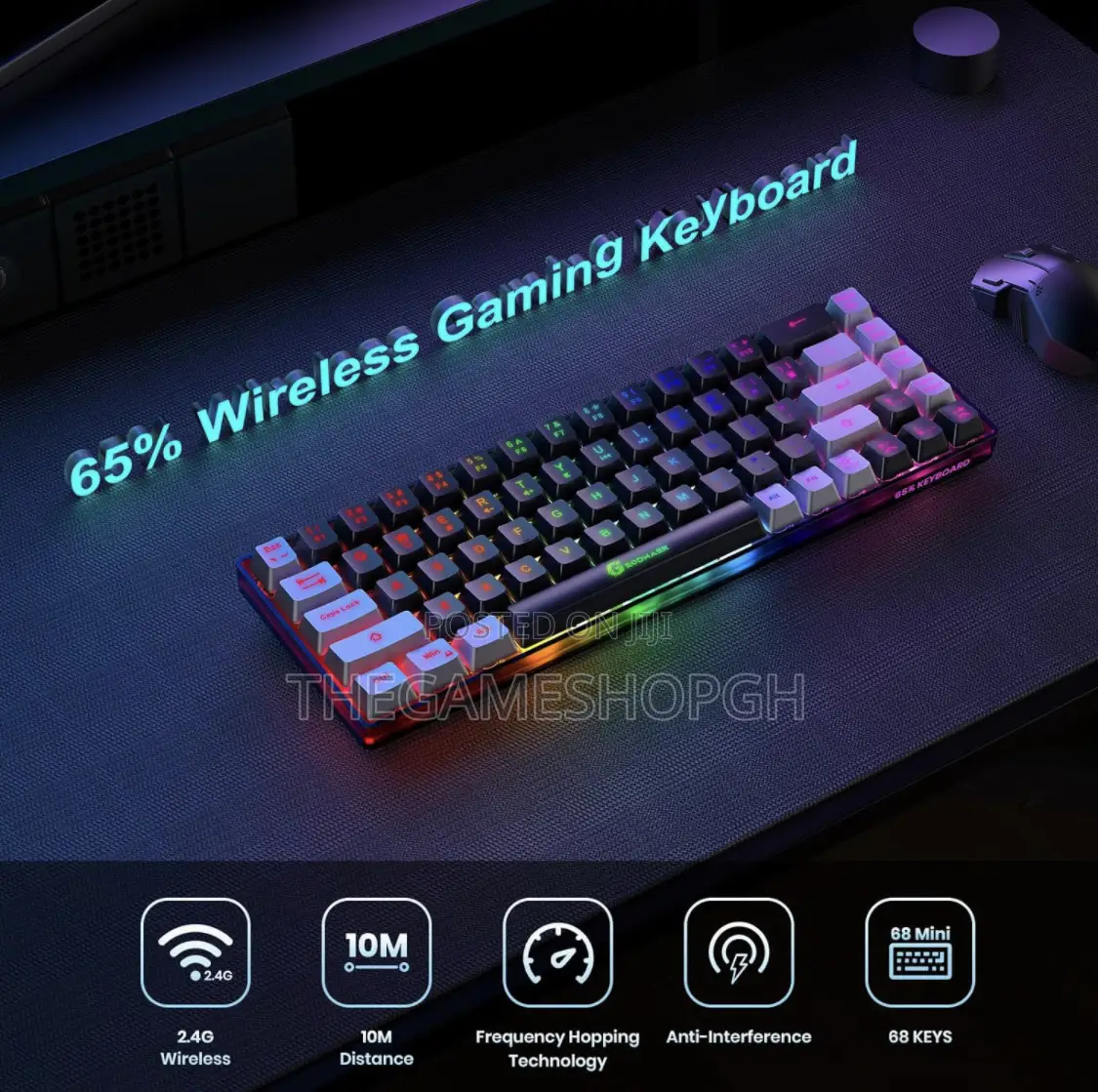Geodmaer Led Wireless Gaming Keyboard
