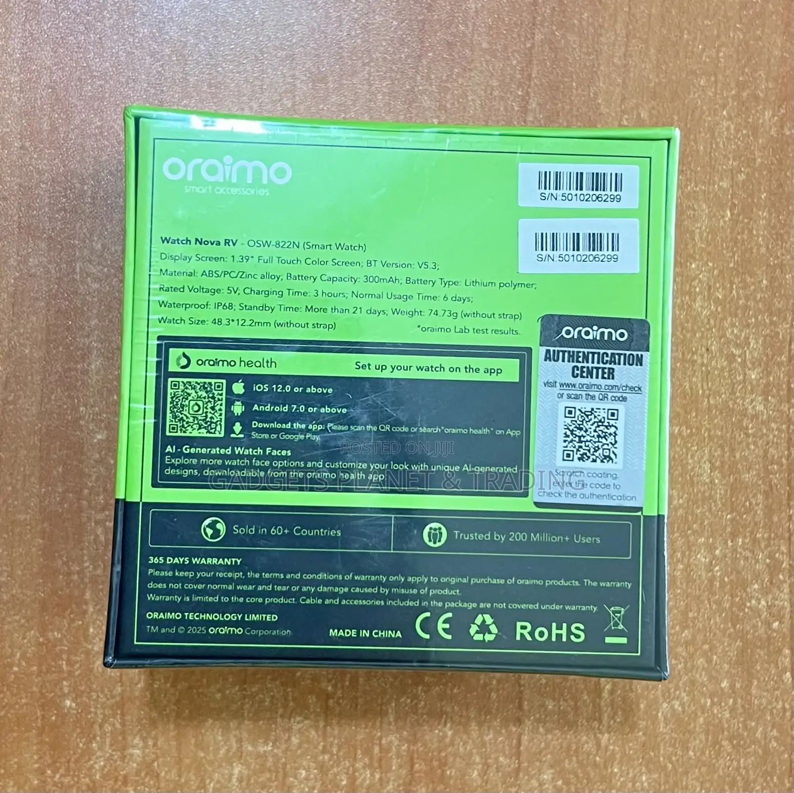 Oraimo Watch Nova Rv 1.39" Hd Call Hd Faces Ip68 Smart Watch