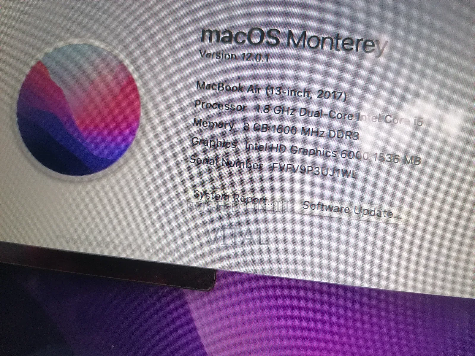 Laptop Apple MacBook Air 2017 8GB Intel Core I5 SSD 256GB
