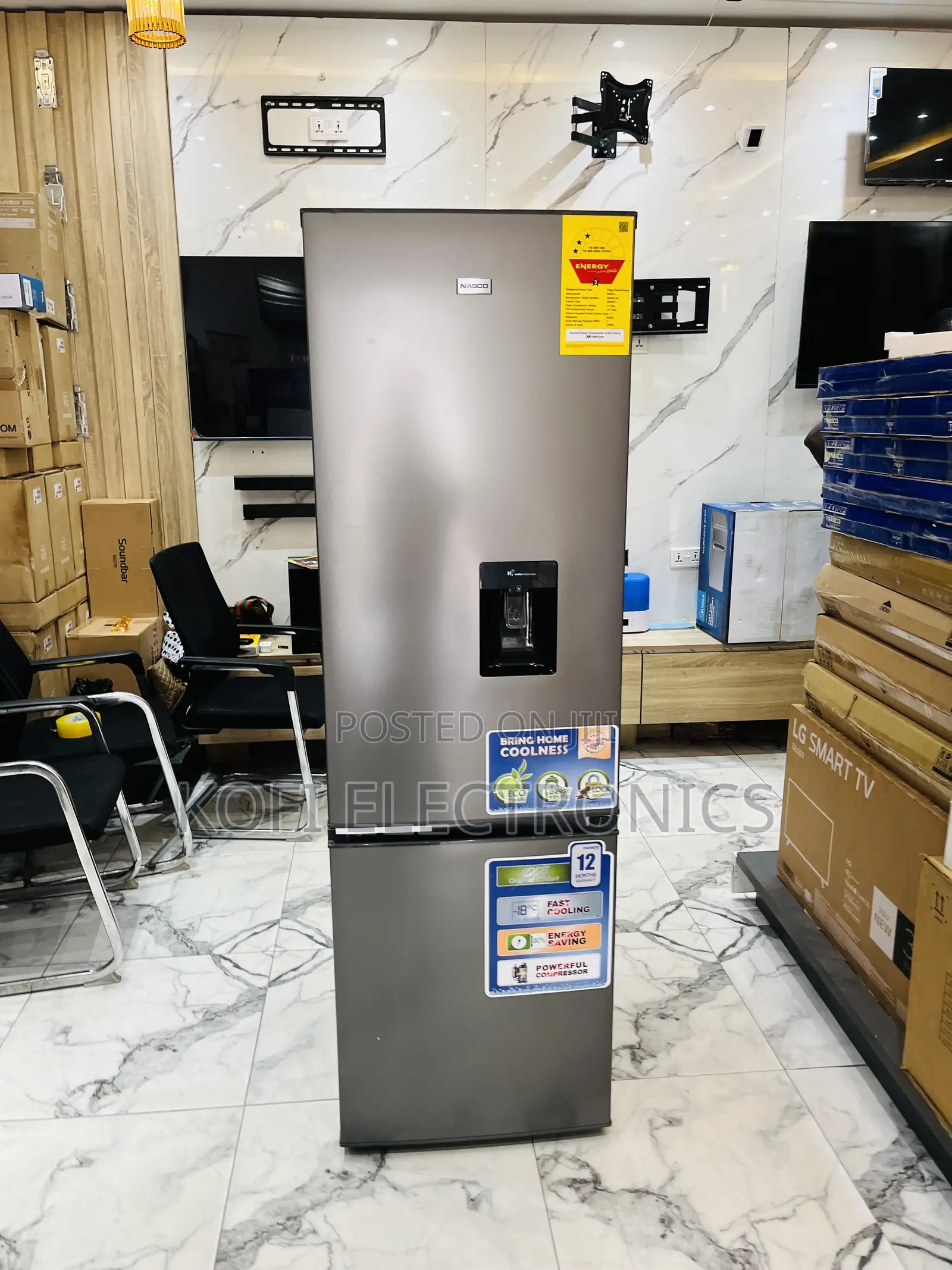 Newly in Box Nasco D2-44 296l Double Door Electric Fridge.