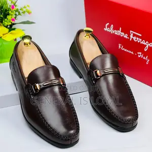 Salvatore Ferragamo Men Dark Coffee Leather Loafers