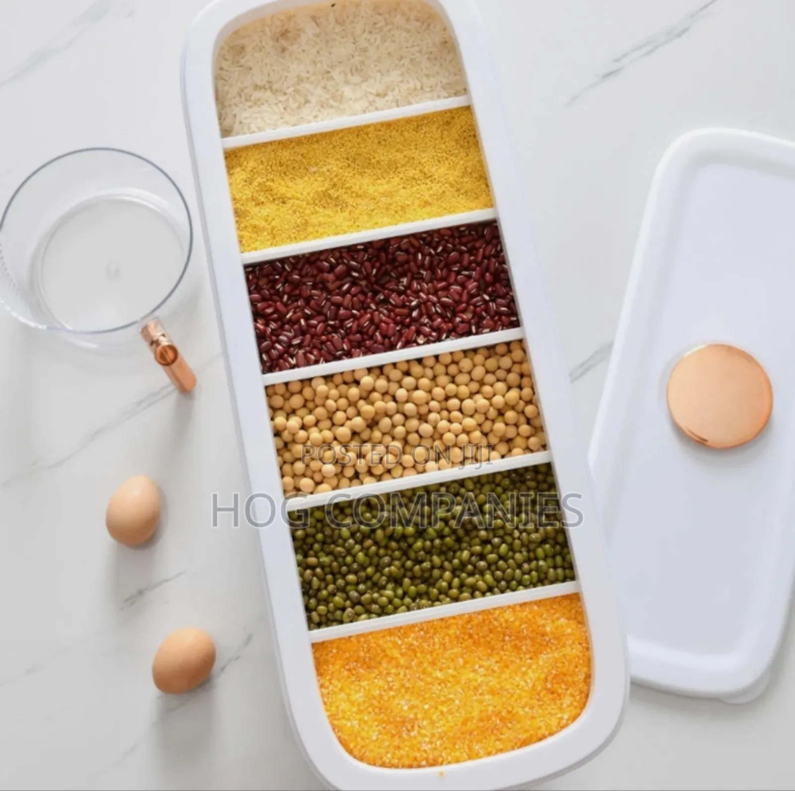 Clear Body Cereal Dispenser 6 Grids Food Grain Storage
