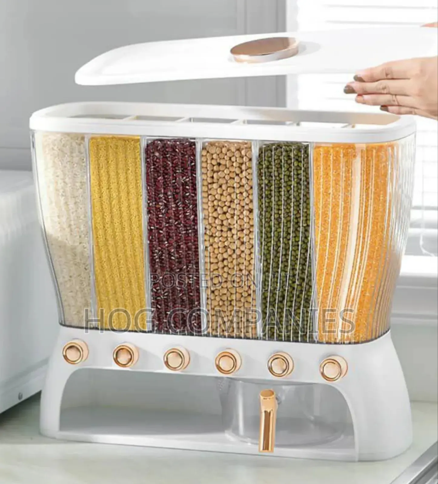 Clear Body Cereal Dispenser 6 Grids Food Grain Storage