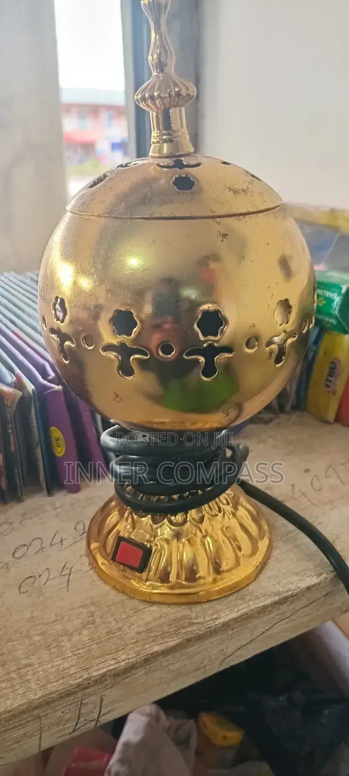 Elegant Electric Incense Burner - Golden Finish Small Size