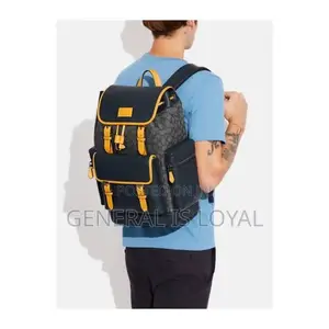 Coach Backpack Black and Yellow Leather Canvas