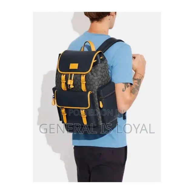 Coach Backpack Black and Yellow Leather Canvas
