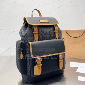 Coach Backpack Black and Yellow Leather Canvas