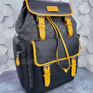 Coach Backpack Black and Yellow Leather Canvas