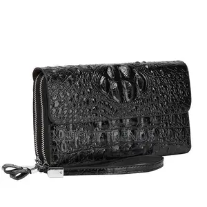 Crocodile Leather Double Zipper Handbag