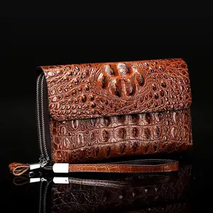 Crocodile Leather Double Zipper Handbag