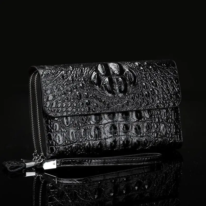 Crocodile Leather Double Zipper Handbag