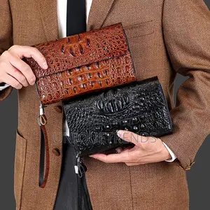 Crocodile Leather Double Zipper Handbag