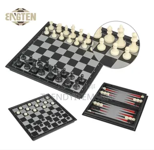 3 in 1 Chess Board Set Checkers Backgammon Game