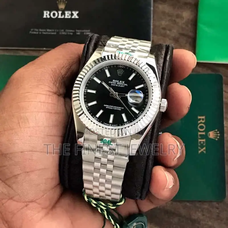 Rolex Datejust 41 Silver Steel Fluted Jubilee Black