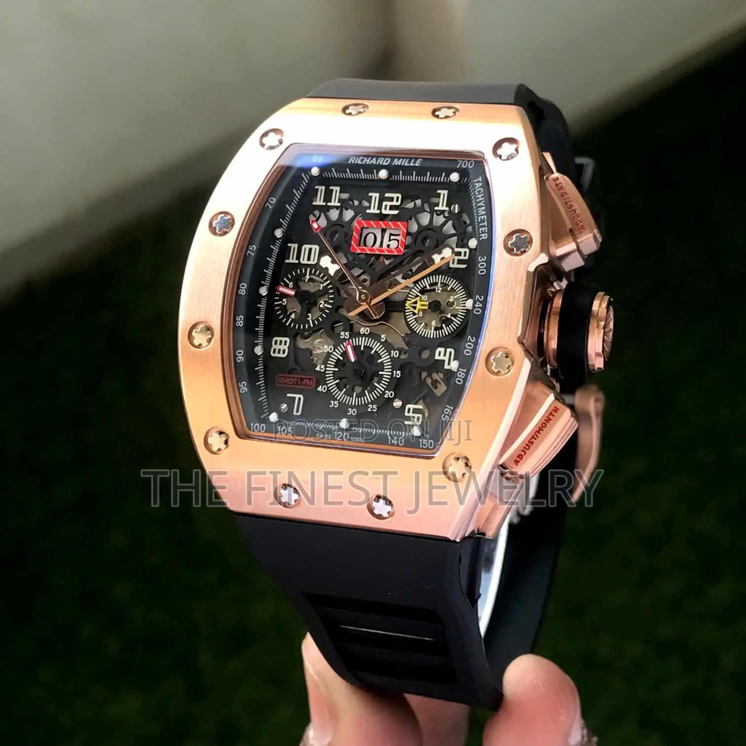 Richard Mille Rm011-Fm Rosegold Black Dial Swiss Watch