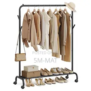 Clothes Rack on Wheels, Single-Rail Metal Garment Rack,