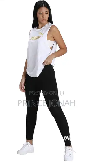 Puma Ess Logo Leggings - Women's Tights Pants Black