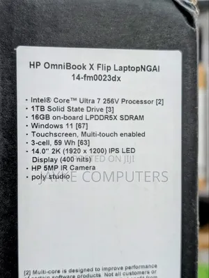 New Laptop HP OmniBook X Flip 14" 16GB Intel Core Ultra 7 SSD 1T