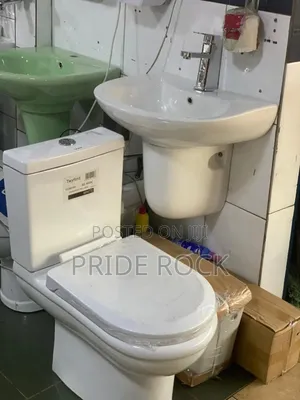 Small Tank Wc and Basin With Tap and Pop Up Waste Set