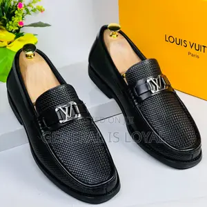Louis Vuitton Men Leather Black Loafers