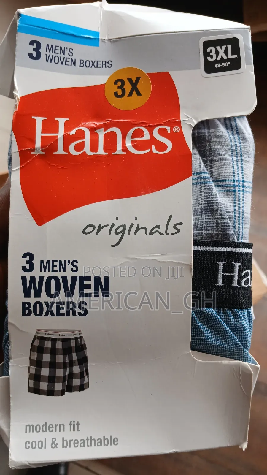 Hanes Originals 3 Men's Woven Boxers(2x/3x)
