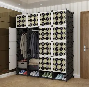 Tough Large Capacity Plastic Wardrobe16 Cubes + Shoe Rack