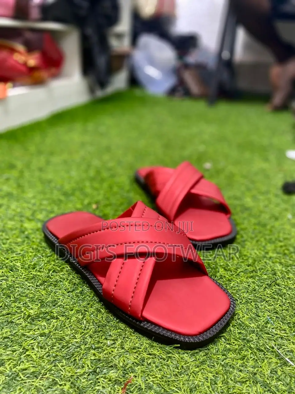 Smooth Red Leather Slippers