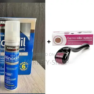Kirkland Minoxidil Foam + Derma Roller for Fast Hair Growth