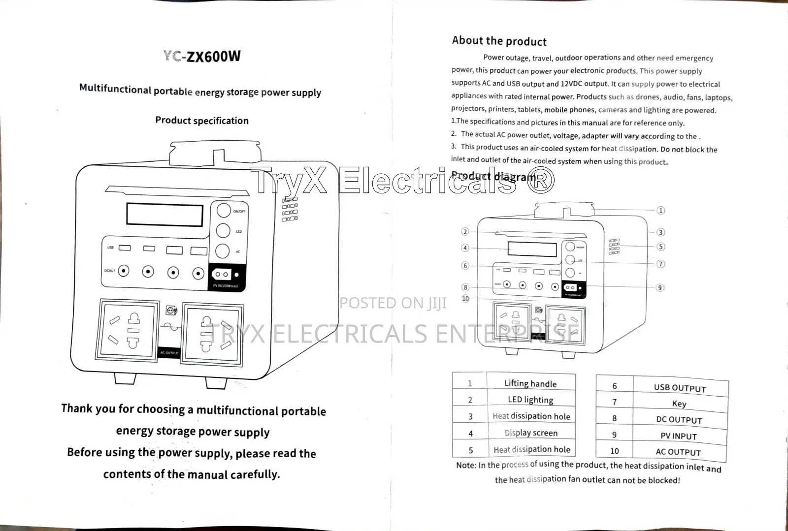 Yc-Zx-600w Solar Power Station 12.8v - 40a (512wh) (150w Sp)