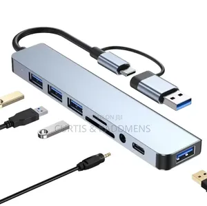 8 in 1 Type C/Usb Multifunctional Dock Station Adapter/Sd Card Reader