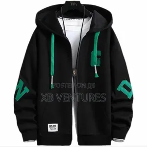 Men's Hooded Cardigan Jacket Sweatshirt-Black