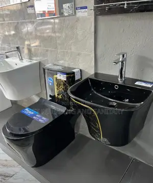 Black and Gold Water Closet (Wc)With Combined Hand Wash Basin