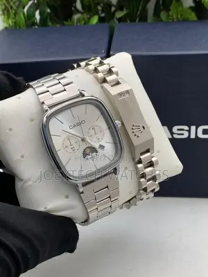 Silver Casio Analog Chain Watch With Bracelet