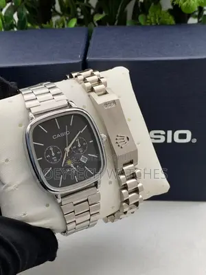 Silver Casio Analog Chain Watch With Bracelet