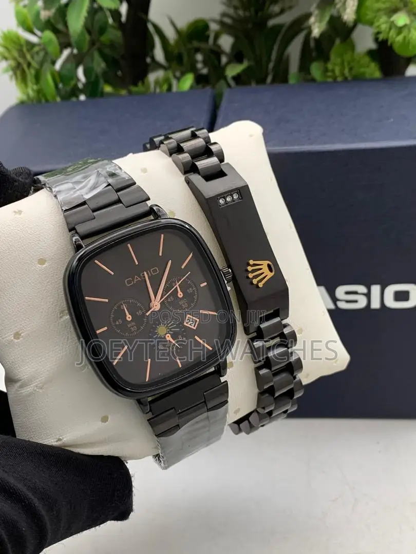 Black Casio Analog Watch With Bracelet