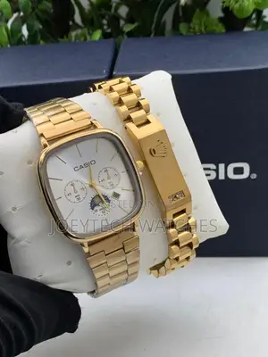 Gold Casio Analog Watch With Rolex Bracelet