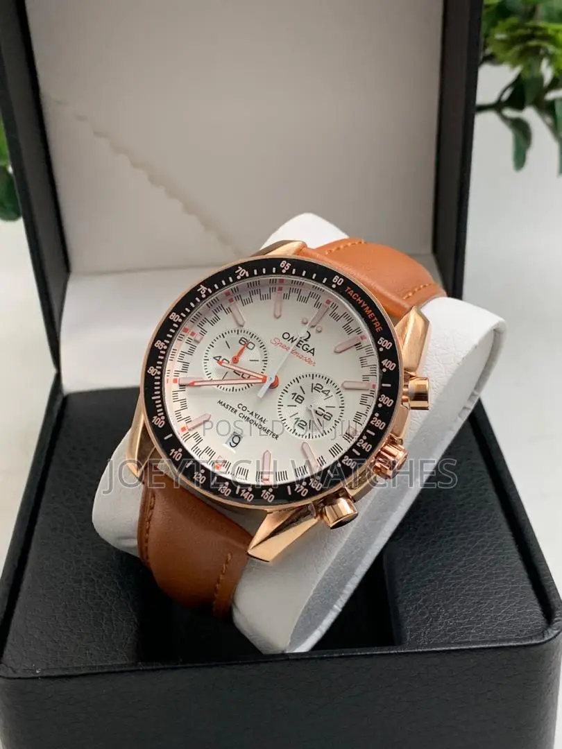 Brown Strap Omega Co Axial Timepiece