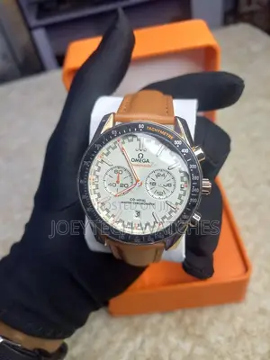 Brown Strap Omega Co Axial Timepiece