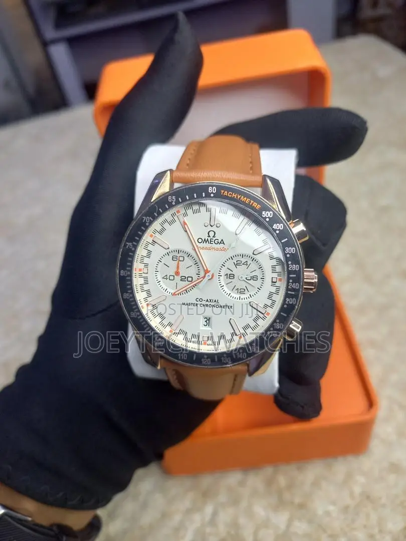Brown Strap Omega Co Axial Timepiece