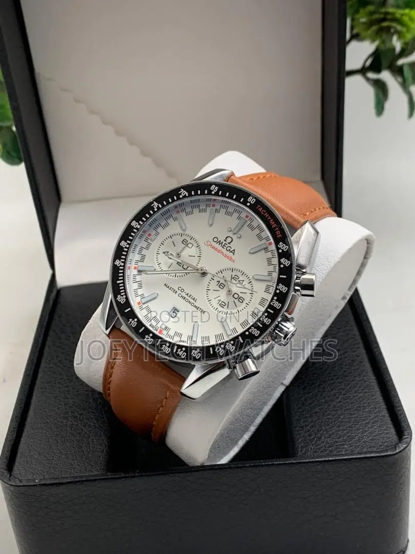Brown Strap Omega Co Axial Timepiece