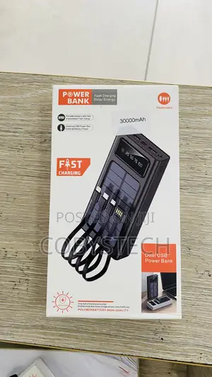 4-in-1 Cables Solar Power Bank - 30,000 Mah