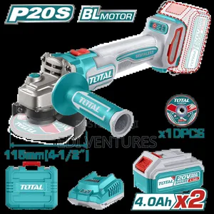 Total Cordless Angle Grinder (2 Batteries, 10 Discs