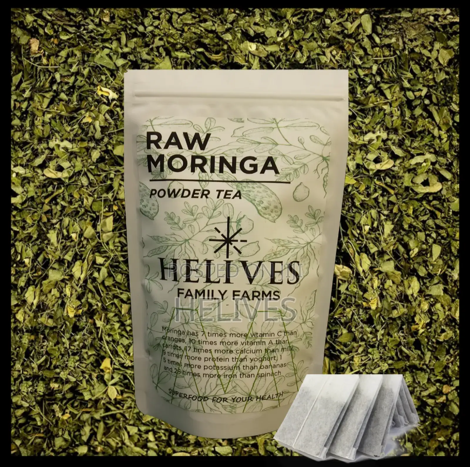 Raw Moringa Tea | Pure Organic | 30 Tea Bags | Fda Certified | Helives