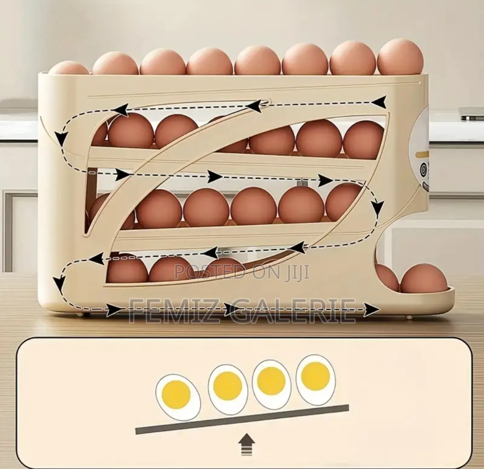 1pc 4-Tier Rolling Egg Holder
